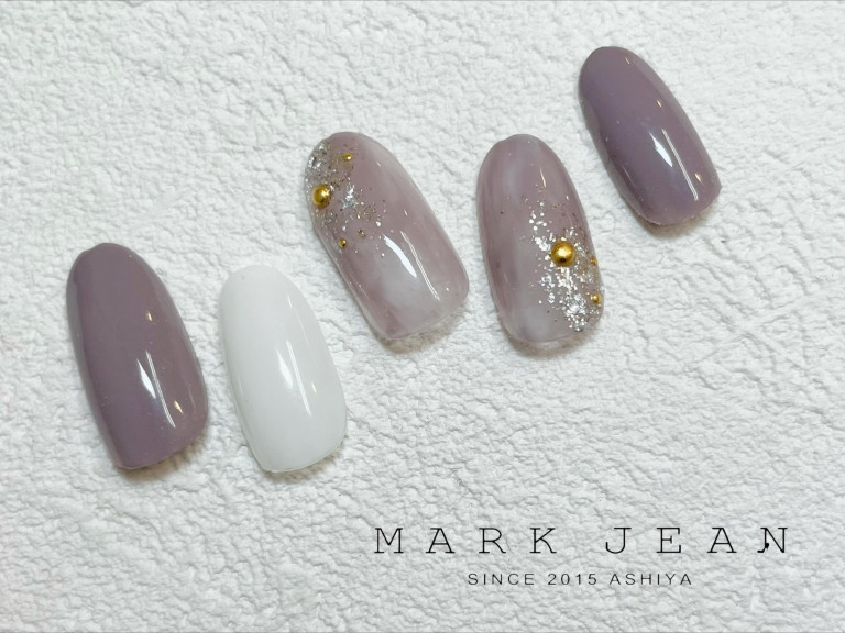 冬 シアー マーブル ネイル