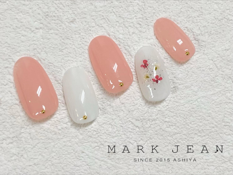 春　パステル　押し花　ネイル