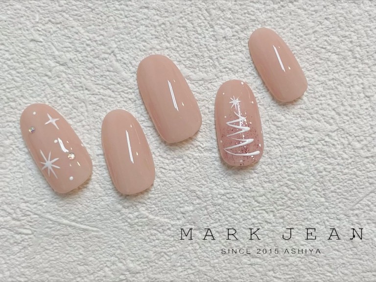 冬　クリスマス　ピンク　ネイル