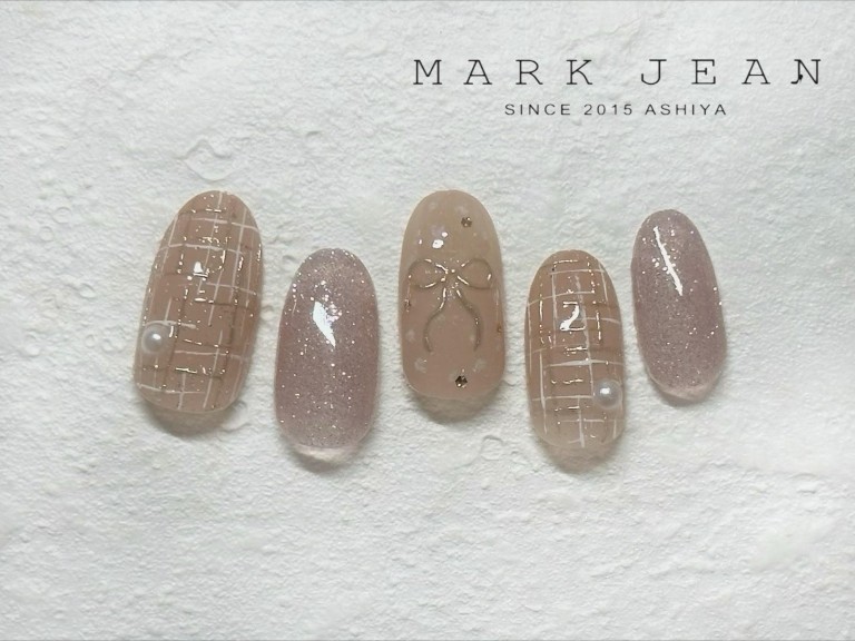 ツイード リボン パール