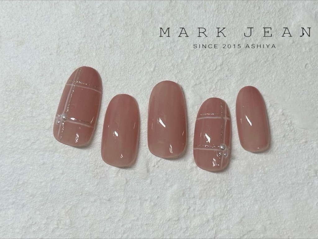 チェック ピンク パール